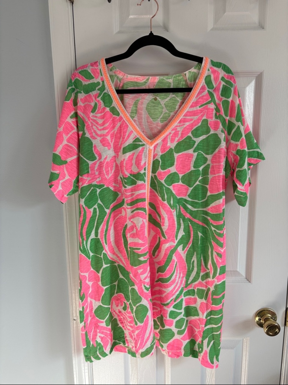 Lilly Pulitzer Bonita Coverup in Tiki Pink Embroidered 100% Cotton Size Medium